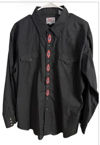 Camicia western cowboy Ely Diamond perla a scatto nera rodeo azteca ricamata. XL - Foto 1 di 14