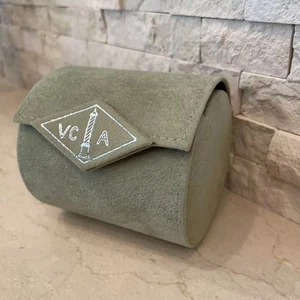 Van Cleef & Arpels Travel Bracelet Watch Box Case Pouch Empty Suede Green Mint - Picture 1 of 11