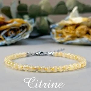 Citrine Gemstone Crystal Bracelet Adjstble Stacking Dainty November Healing Boho - Picture 1 of 5