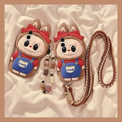 Labubu Für iPhone 11 12 13 14 15 16 Case Hülle Schutzhülle Cover mit Handyband - Bild 1 von 4