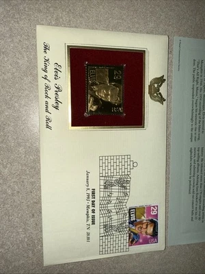 22 Carat Gold Replica Stamp Elvis Presley Postal Comm Society - Image 1 of 4
