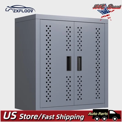 Gray Metal Garage Cabinet - Wall-Mounted 13.77"H, Floating Tool Storage - Image 1 of 4