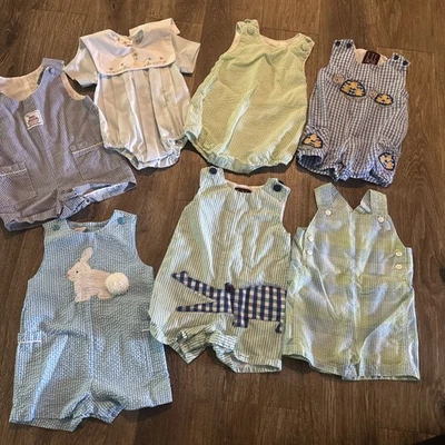 ¡Lote de 7 monos/trajes para bebés niños talla 6-12 meses vintage/boutique! ¡LINDO! Foto 1 de 4
