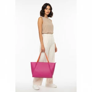 O Bag Istanbul Damentasche Shopper Kunstleder Schultertasche Fuchsia 46x33x14 cm - Bild 1 von 4