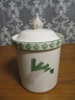 Treasure Craft Canister with Scallion/Onion - Spongeware - 5.75" - USA - Image 1 of 4