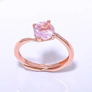 Rosenquarz Edelstein versilbert Schmuck rosevergoldet Ring Adjst RC737-5 - Bild 1 von 6