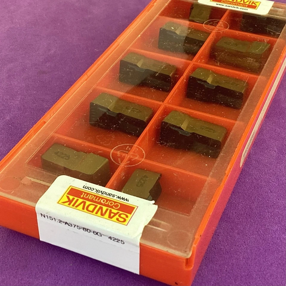 10pc  SANDVIK   N151.2-A375-80-6G  Carbide Grooving Insert; 4225🎯Machinist - Image 1 of 1