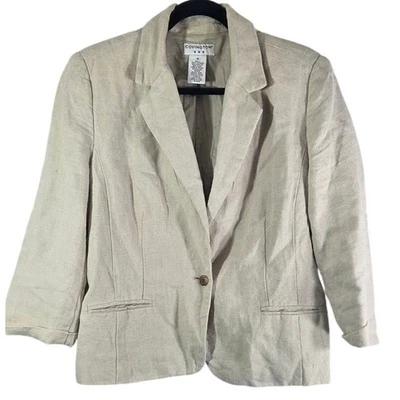 Covington Traje Blazer Mujer 100% Lino Beige Mujer Talla 12 Foto 1 de 3