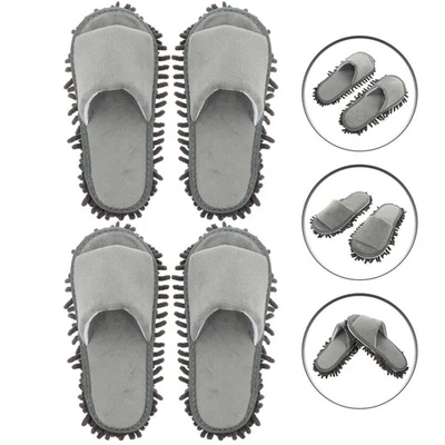  2 Pairs Reusable Mop Pads Slippers for Mopping The Floor Covers Washable Duster - Image 1 of 4