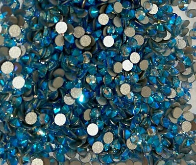AQUA Aquamarine Shimmer 7ss 2mm IHC 2058 Austrian Flatback Crystal Rhinestones - Image 1 of 3