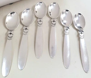 Georg Jensen Cactus Sterling Silver Mocha Spoons Set of 6 - Picture 1 of 9