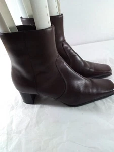 San Marina Boots Chocolate Brown Square Toe Side Zip Sz 9 M Classic Old Money - Picture 1 of 16