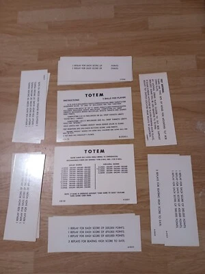 Totem Pinball Machine Game Score Instruction Cards  1979 - Image 1 of 3