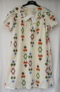 LADIES MARKS AND SPENCER PER UNA ECRU AND MULTI PATTERNED DRESS SIZE 14 - Picture 1 of 6