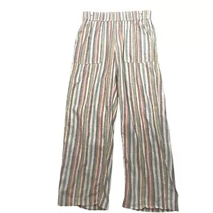 Toad & Co Taj Hemp wide leg pants oatmeal chambray strip women’s XS organic - Picture 1 of 10