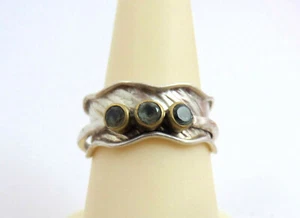 Vintage Sterling 925 DbM Kensignton Spinner Ring Größe 7 Lagenlook Fidget Ring 3 Steine - Bild 1 von 9
