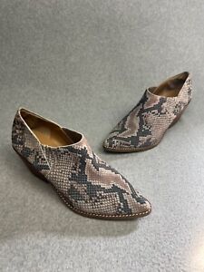 Lucky Brand Tresee Leather Snakeskin Pull-On Ankle Bootie Western Size 9 Pointed