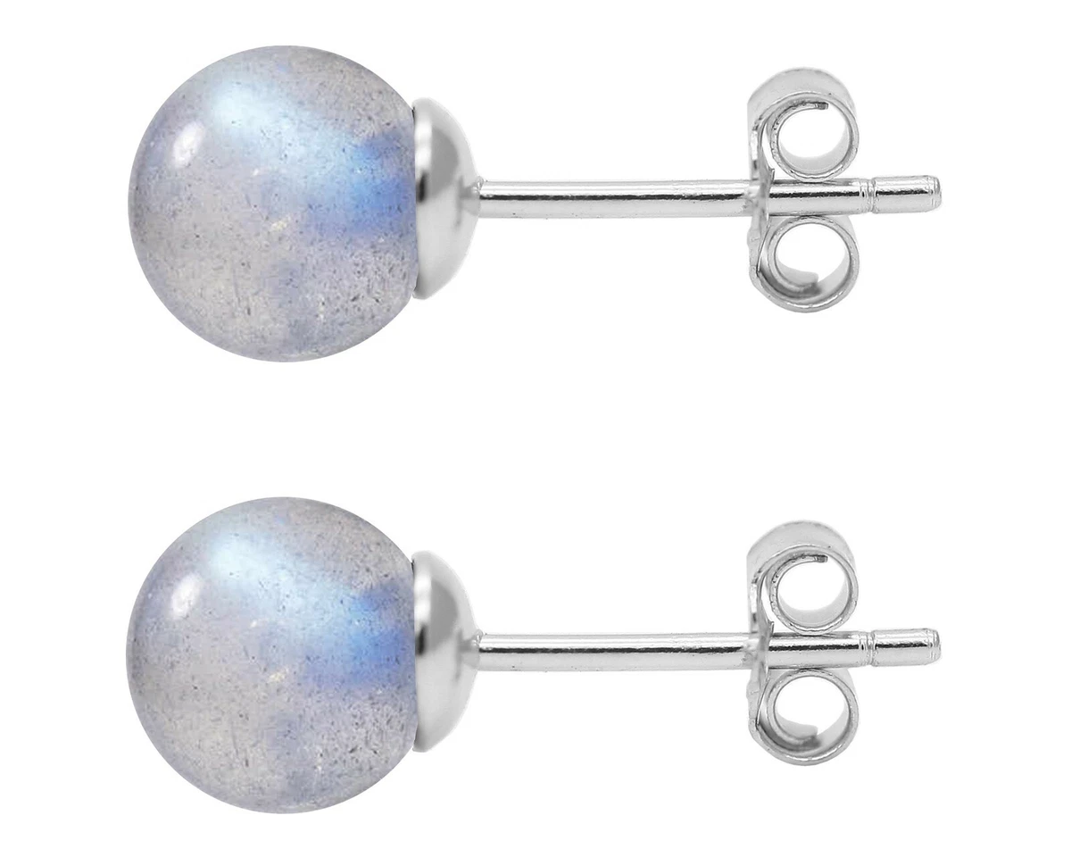 Orecchini A Perno In Argento Sterling 925 Con Pietra Lunare