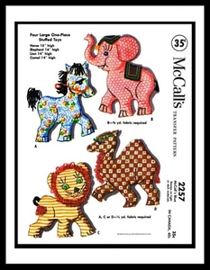 Patrón de costura de tela McCall's 2257 4 animales de peluche elefante león caballo camello - Imagen 1 de 4