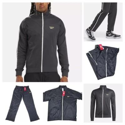Traje de chándal Reebok XL para hombre - Conjunto de chaqueta/pantalones gris/blanco/dorado retro clásico nuevo con etiquetas Foto 1 de 4