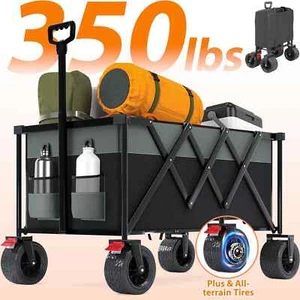 ENYOPRO 350LBS Heavy Duty Collapsible Wagon Cart with Big Wheels - Picture 1 of 9
