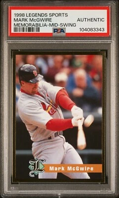 PSA AUTH 1998 LEGENDS SPORTS MEMORABILIA MARK McGWIRE CARDINALS 83343 B128 - Imagem 1 de 2
