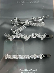 Silver Rhinestones Silver Metal Hair Pins - Picture 1 of 4