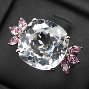 Sparkling White Tourmaline Rare 17.02Ct 925 Sterling Silver Handmade Rings Gift - Picture 1 of 8