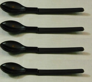 Four New Tupperware Hang On Spoons in Black 5-1/2 " Great for Tea New - Picture 1 of 3
