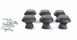 Lote de 6 perillas de cajón grandes de metal fundido herrajes de manija cuadrada  - Imagen 1 de 3