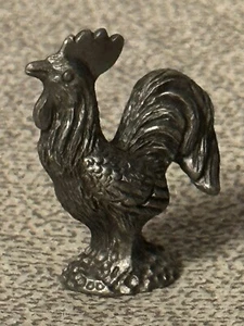 Rooster Chicken Bird Miniature Figurine Pewter  Vintage 1 1/4"  Dollhouse Yard - Picture 1 of 9