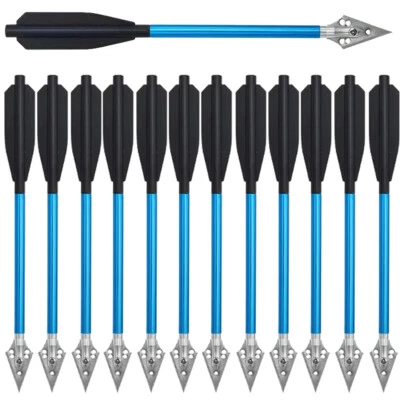 12Pcs 6.5" Hunting Bolts Steel Tips Aluminium Arrows For Archery Mini Pistol Bow - Image 1 of 4