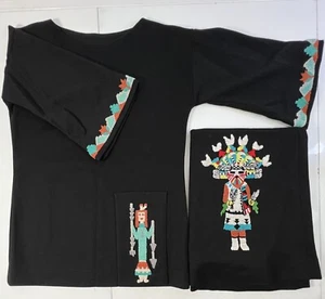Handmade Vintage Embroidered Southwestern Kachina Skirt and Half Sleeve Top - Picture 1 of 12