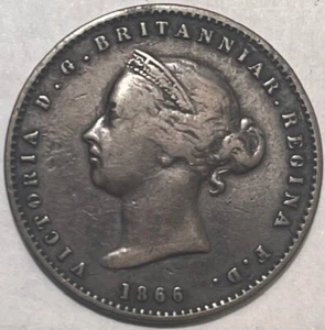JERSEY - Queen Victoria - 1/26 of a Shilling - 1866 - Km-4 - Very Fine - RARE! - Picture 1 of 2