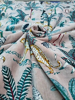 Luxury Indian Floral Print Boho Soft Velvet Fabric Upholstery Dressmaking Sewing - Image 1 of 4