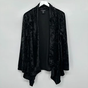 Love Cameron Jacket Cardigan Size 1X Black Crushed Velvet Stretch Whimsigoth - Picture 1 of 11
