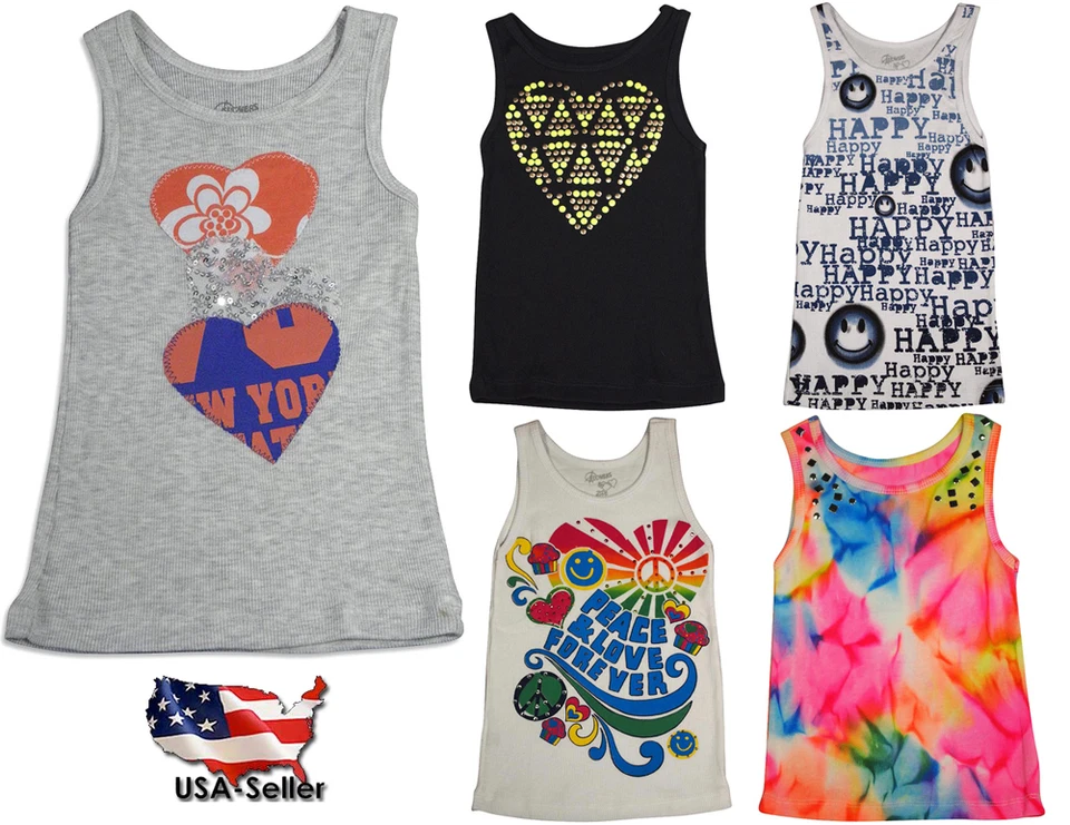 Цветы на Zoe девочек без рукавов ребристый Майка рубашка с графикой - Изображение 1 из 1