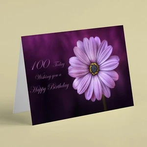 Lilac flower female 100th birthday card - we can supply other age choices - Picture 1 of 1