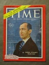 Vintage Time Magazine January 20 1958  General Dynamic's Frank Pace cover
