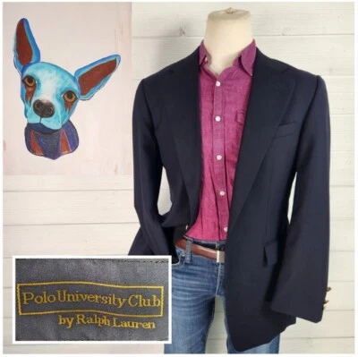 Polo University Club by Ralph Lauren Mens Gold Button Blazer Navy Blue Size 39T - Image 1 of 4