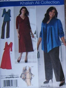 Chic flattering 5 pc v-neck dress pattern plus 20- 28W scarf front jacket top - Picture 1 of 2