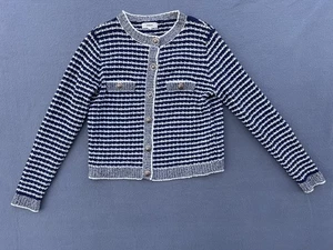 SUNCOO PARIS NAUTICAL STRIPE CARDIGAN SWEATER GILET GABAREL SIZE T1 US SMALL - Picture 1 of 13