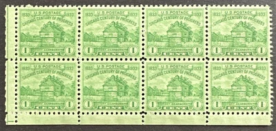 US 1933 Scott # 728 Block of 8 MNH Fort Dearborn Chicago Century of Progress - Image 1 of 2