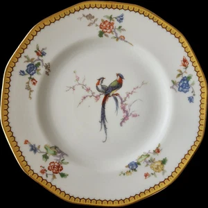 Antiker Theodore Haviland Limoges Frankreich Mittagessen Teller Vogel & Blumen mit Gold  - Bild 1 von 3