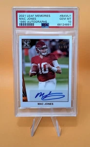 MAC JONES 2021 LEAF MEMORIES 1990 XRC ROOKIE GEM MINT RC AUTO /99 PSA 10 POP 5 - Picture 1 of 2