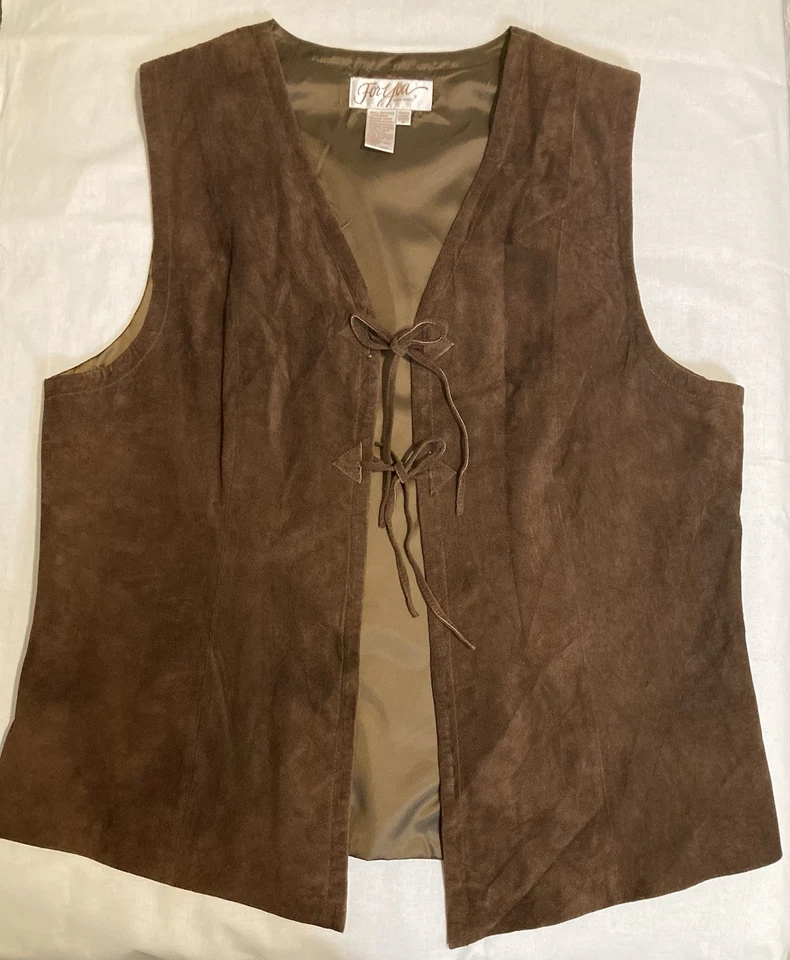 Chaleco Vintage Spiegel Marrón 100% Gamuza Cerdo Mujer Talla Grande 18 Festival Western Foto 1 de 4