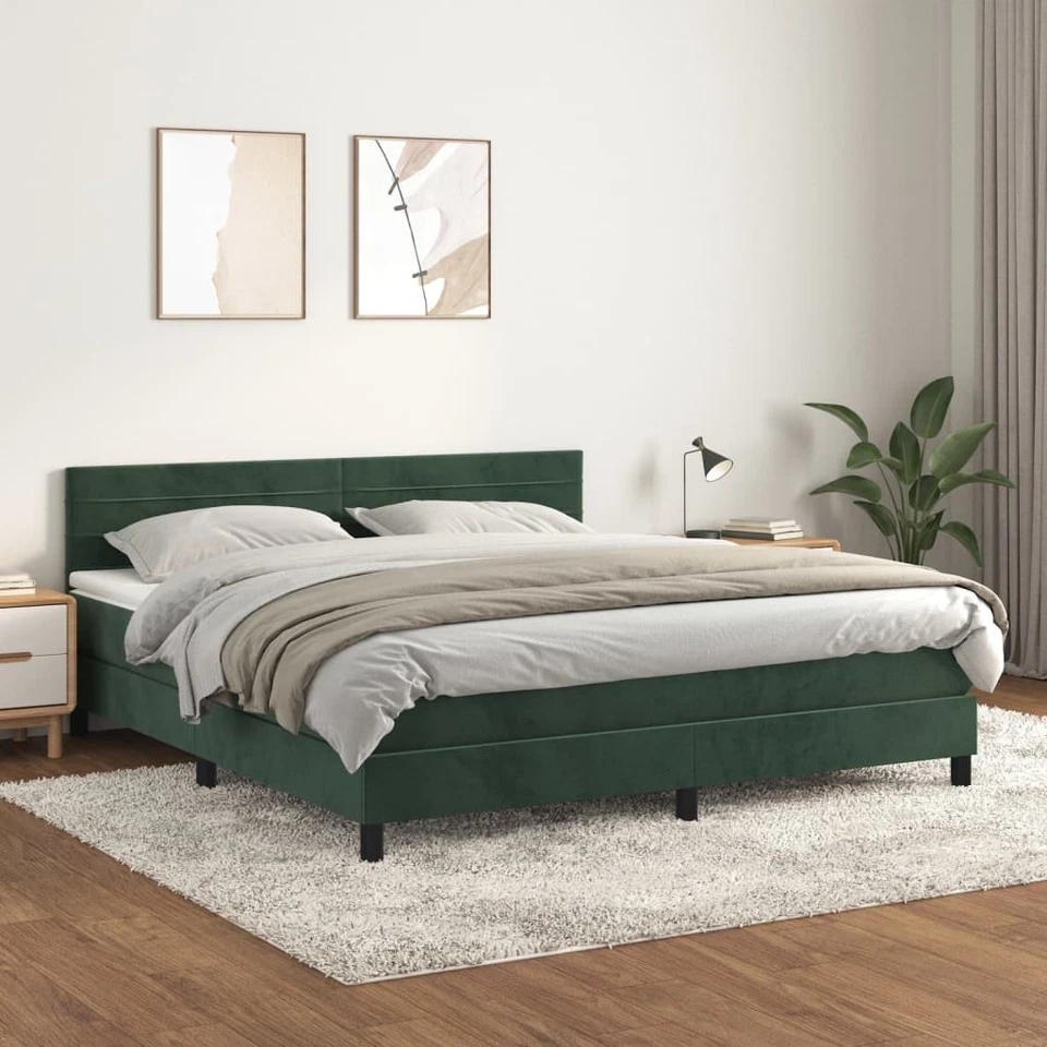 Vidaxl Boxspringbett Mit Matratze Dunkelgrün 180x200cm Samt Bett Doppelbett vida - Bild 1 von 1