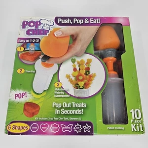 Pop Chef 10 pc Push Pop & Eat Kit  NEW  6 Shapes  As Seen On TV  Fruit Kabob - Picture 1 of 2