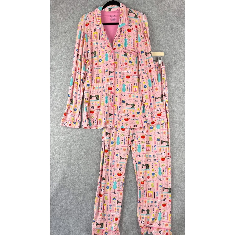 Nick Nora Pajama Lounge Set Womens XL Pink Sewing Seamstress Modal Stretch - Image 1 of 4