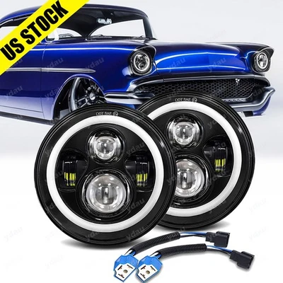 Par de faros LED de 7 pulgadas DRL haz alto/bajo aptos para Chevrolet Bel Air 1953-1957 Foto 1 de 4